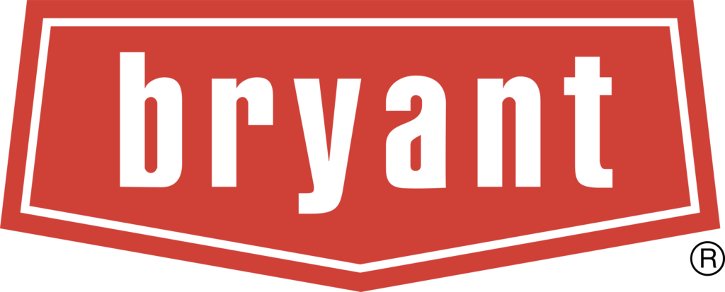 Red and white Bryant logo in a geometric shield shape, featuring lowercase lettering and a registered trademark symbol in the corner.