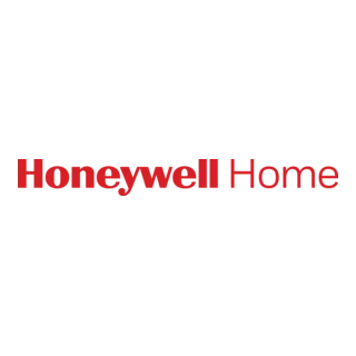 The Honeywell Home logo features "Honeywell" in bold red and "Home" in regular red on a clean white background.