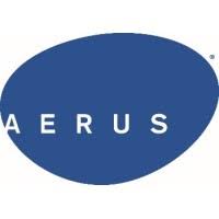 The Aerus logo displays "AERUS" in crisp white letters, set against a solid blue oval for a clean, professional appearance.