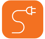 %Title% | Swan Plumbing, Heating, Electric &Amp; Air Conditioning A white electrical plug with a curved cord, symbolizing Swan Plumbing, Heating, and Air’s services, on an orange background.